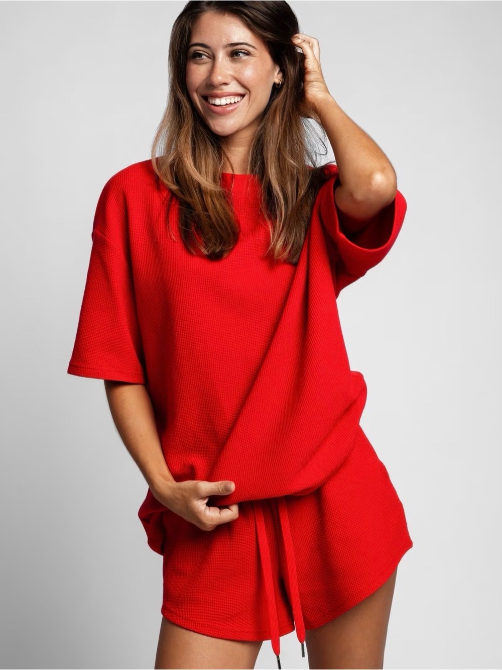 XS Comfrt SET Women's Relaxed Red Knit short set